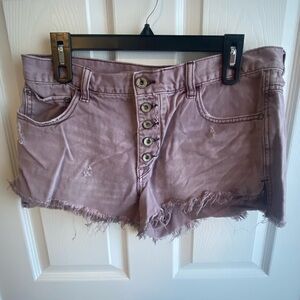 Free People Women's Distressed Purple Denim Shorts